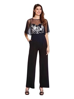 Adrianna Papell Women’s Floral Embroidered Jumpsuit Jumper NWT Size 8